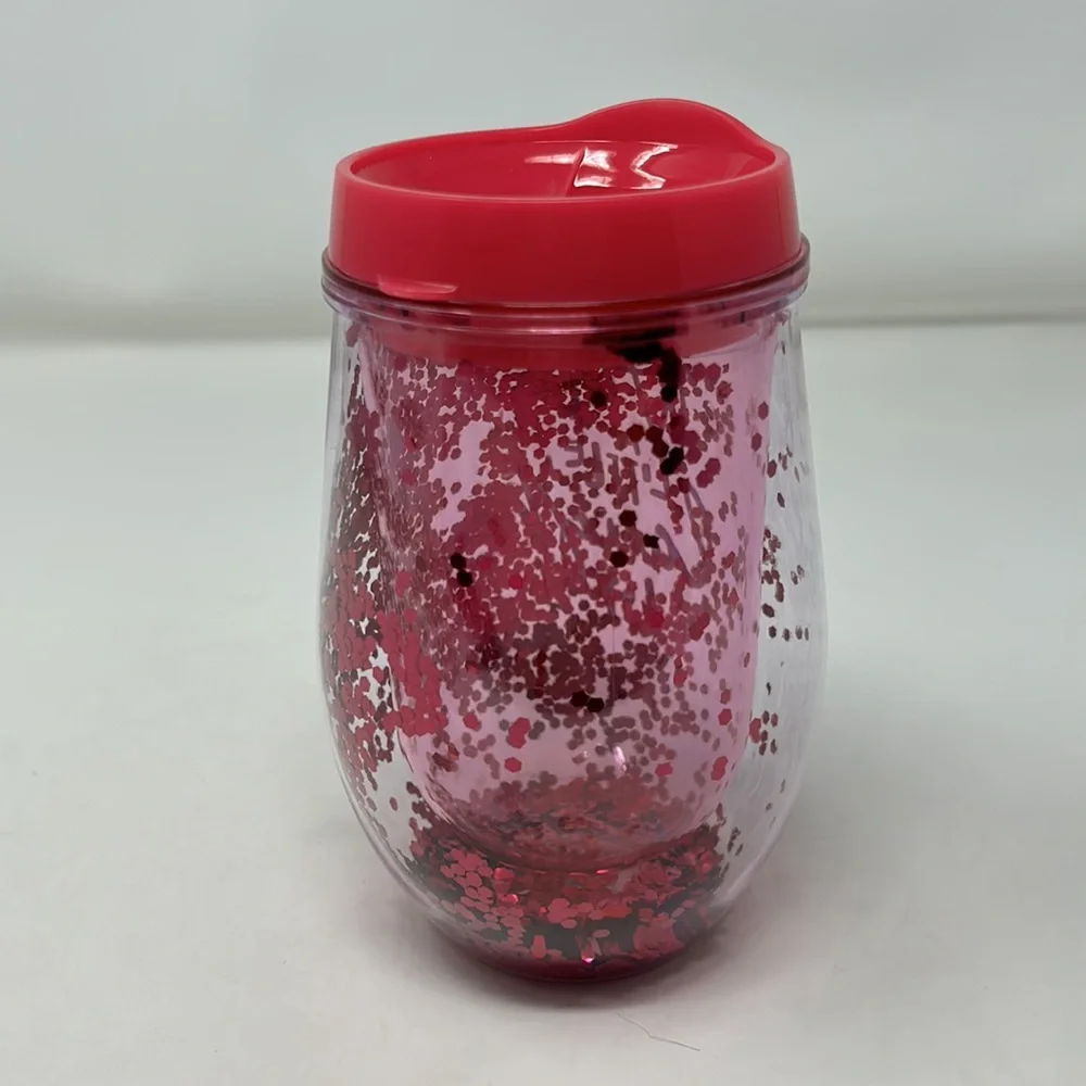Wine A Little Laugh A Lot Pink Sparkly Stemless Wine Lidded Cup
